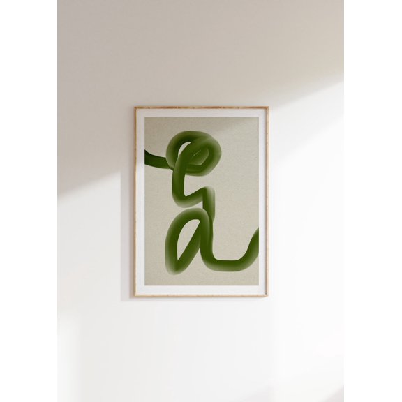 Green Minimal Abstract Line Art Prints Painted Line Minimalist Wall Art Line Art Simple Modern Print Aesthetic Decor