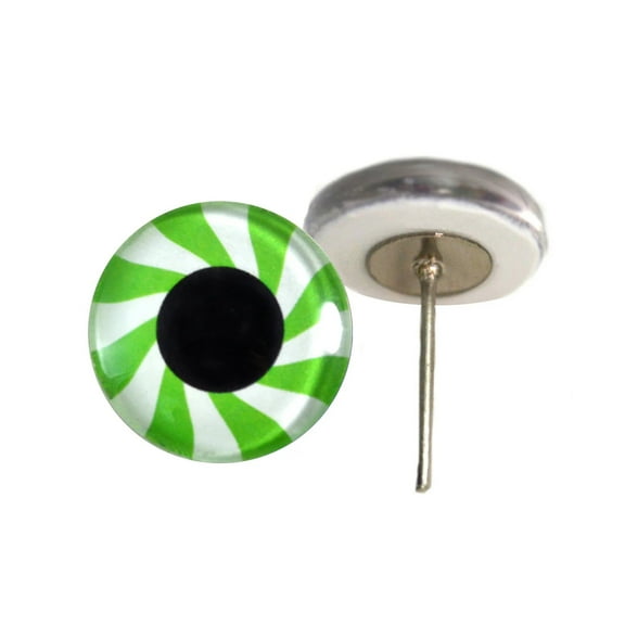 Green Mint Candy Glass Eyes on Wire Pin Posts