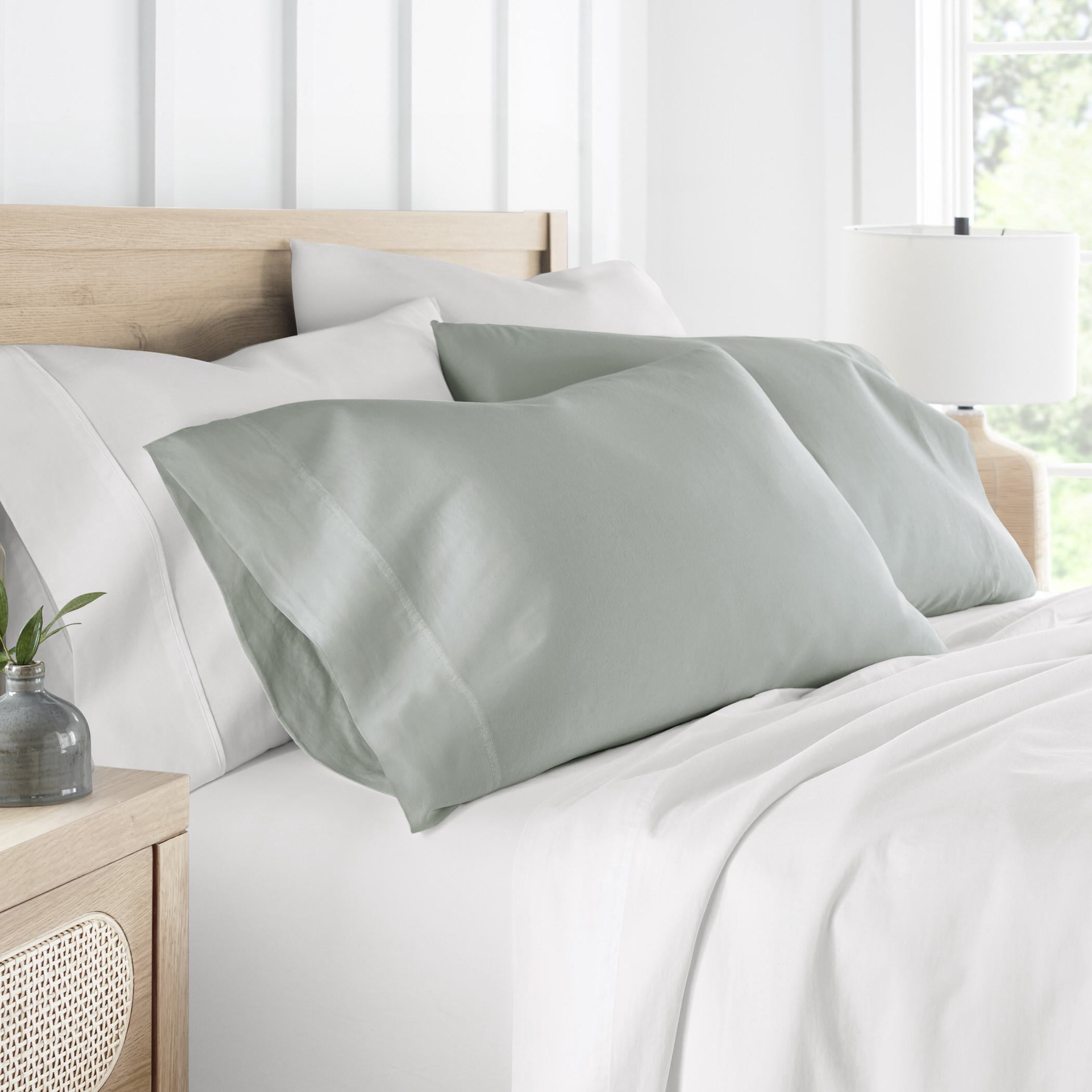 Green Mist 300TC Cotton Cooling Pillow Case Set, Standard/Queen, by Noble Linens