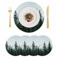 thumbnail image 1 of Green Mist Forest Round Placemats Set of 4, Braided Polypropylene Place Mats, Farmhouse Trees Nature Landscape Washable Table Mats for Kitchen Dinner Holiday Wedding Party Coffee Table Decoration 13", 1 of 9