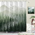 thumbnail image 1 of Green Misty Forest Shower Curtain Ombre Sage Green White Waterproof Fabric Shower Curtains for Bathroom Nature Pine Tree Mountain Woodland Decorative Bath Curtain Decor (72'''' × 72''''), 1 of 6