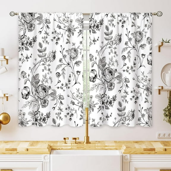 Green Misty Forest Small Kitchen Curtains Nature Window Treatment Tree Woodland Rod Pocket Cafe Short Curtains for Bathroom Dining Laundry Room Mountain Tier Treatment Drapes 28x40 inch