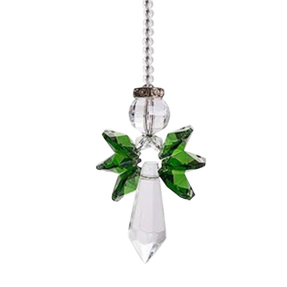 Green Modern Rainbow Crystal Hanging Ornament - Clear Crystal Material Green Colored Multi-Color Rainbow Pattern Modern Minimalist Style Hanging Wall Decoration Indoor Decor
