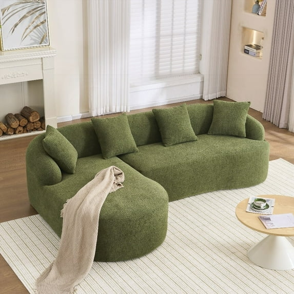 Green Modular Chenille Couch with Full Compression Sponge, 900 lbs.