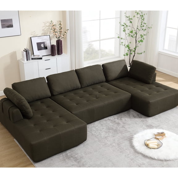 Green Modular Sofa with Free Combination Feature / Explore Different Layouts for Various Scenarios