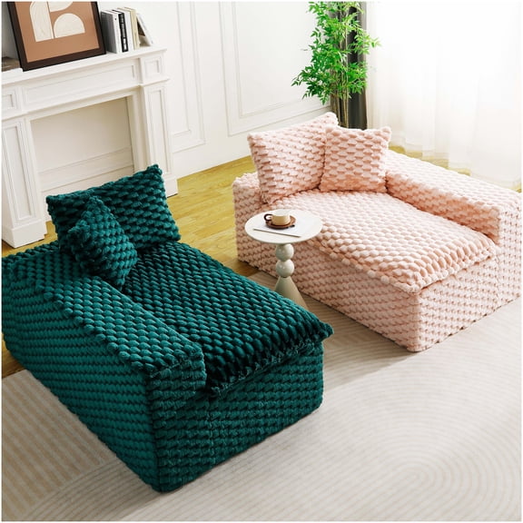 Green Modular Velvet Sofa, Color-Block Sectional Couch with 6 Pillows, Flexible Arrangement for Living Room, Home Decor