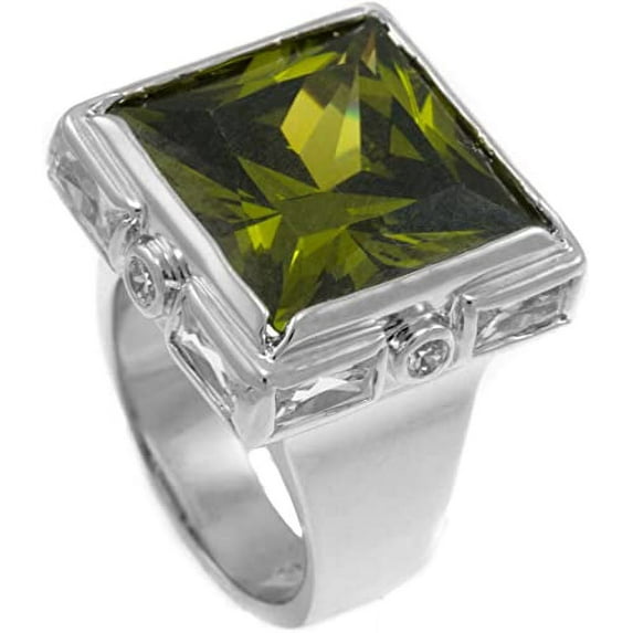 Green Moldavite CZ Stone Ladies Cocktail Ring RL178