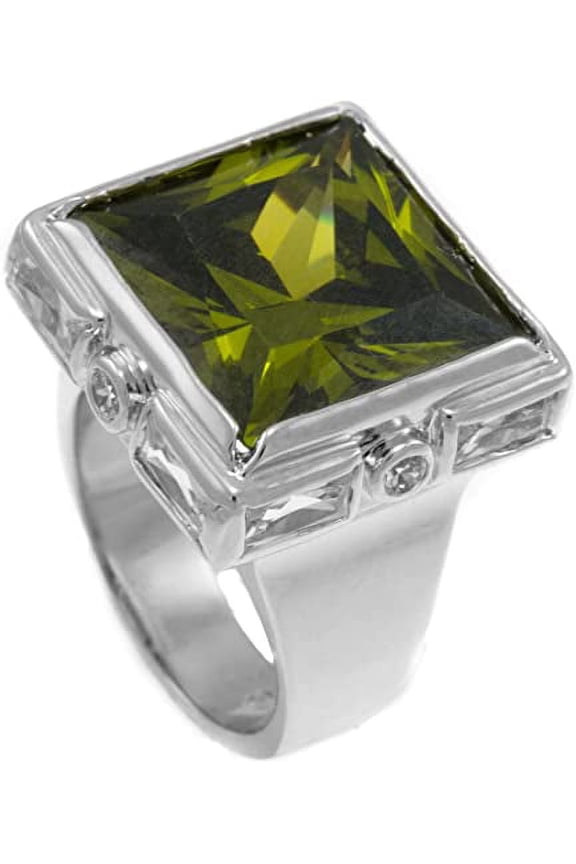 Green Moldavite CZ Stone Ladies Cocktail Ring RL178