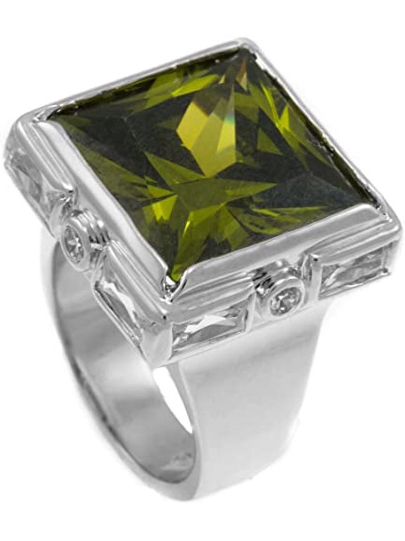 Green Moldavite CZ Stone Ladies Cocktail Ring RL178