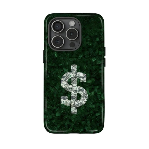 Green Money Art Aesthetic Phone Case with iPhone 17 through 11 Pro Max