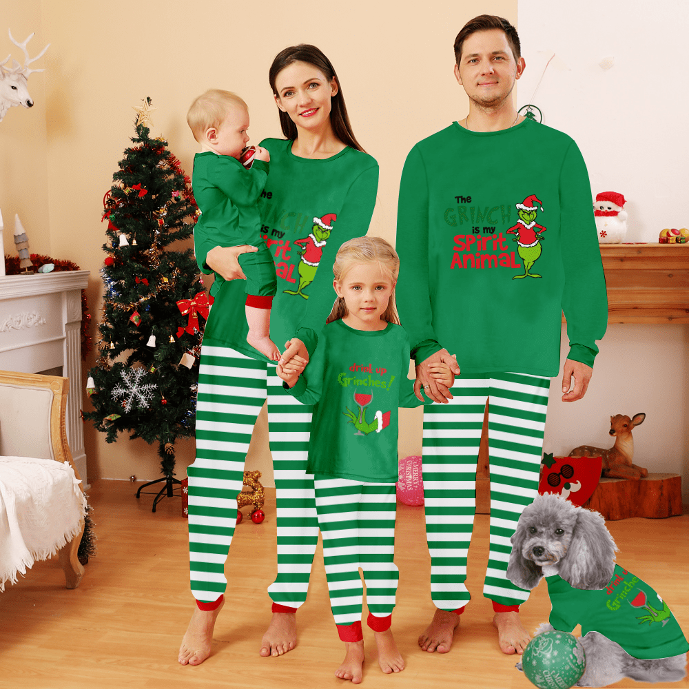 Green Monster Christmas PJs Funny Christmas Pjs Matching Sets for