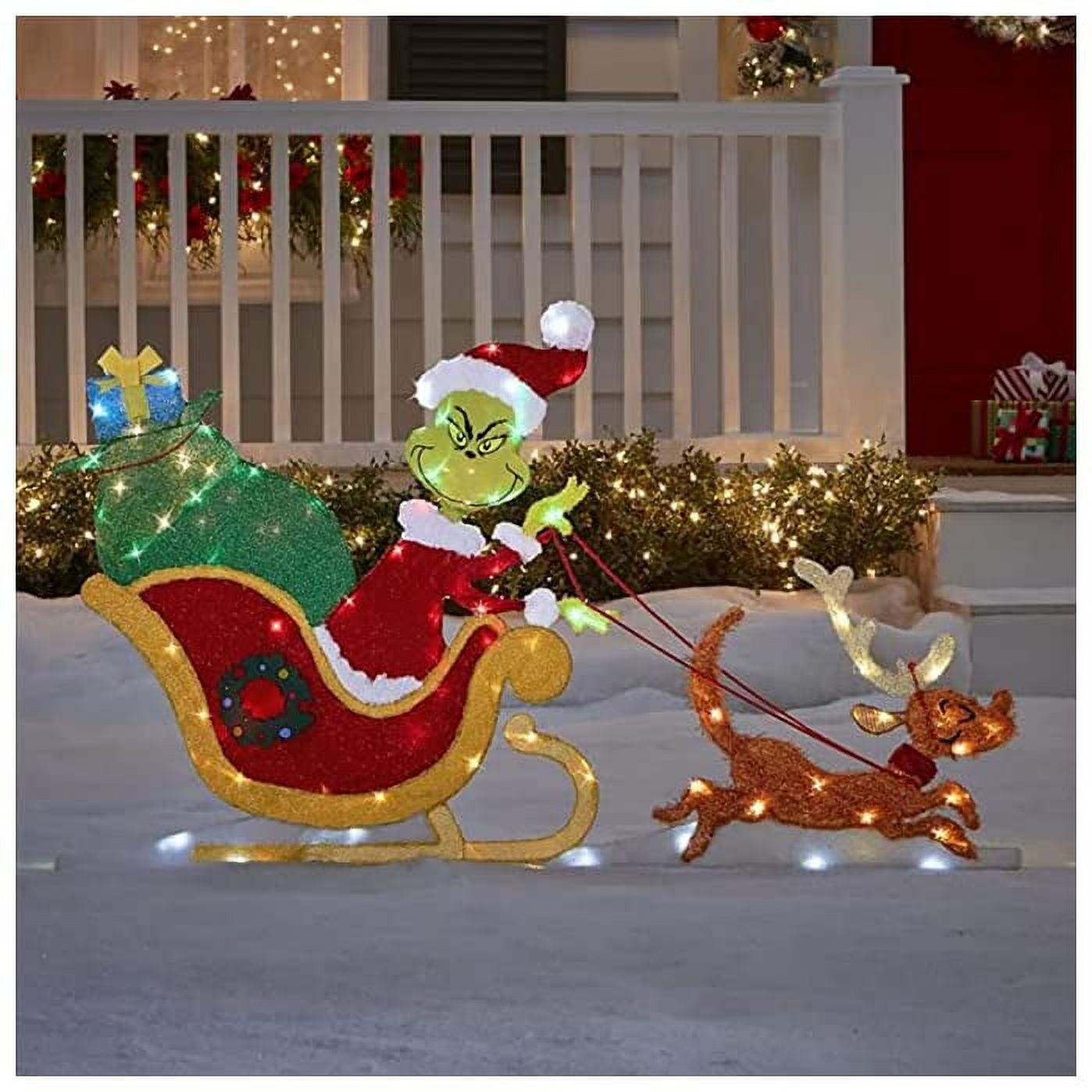 Green Monster Grinch Christmas Lighting,1PC Home Lighting Acrylic Christmas Decorations LED Lights Outdoor Yard Decoration (Style B)z