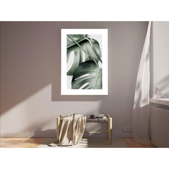 Green Monstera Leaf Wall Art