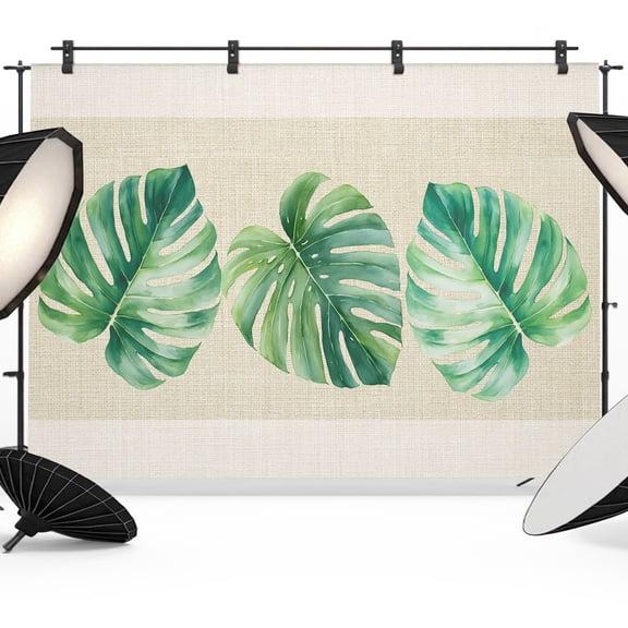 Green Monstera Leaves Backdrops for Photography, Tropical Botanical Country Summer Fabric Photo Background Sturdy Studio Props for Photo Studio, Video Recording, Booth & Photoshoot 7x5ft