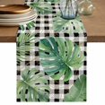 thumbnail image 1 of Green Monstera Leaves Table Runner 90 Inches, Black Check Tropical Summer Botanical Bed Runner Dresser Scarves Tabletop for Indoor Outdoor Parties/Ceremony/Banquet, 13" x 90", 1 of 9