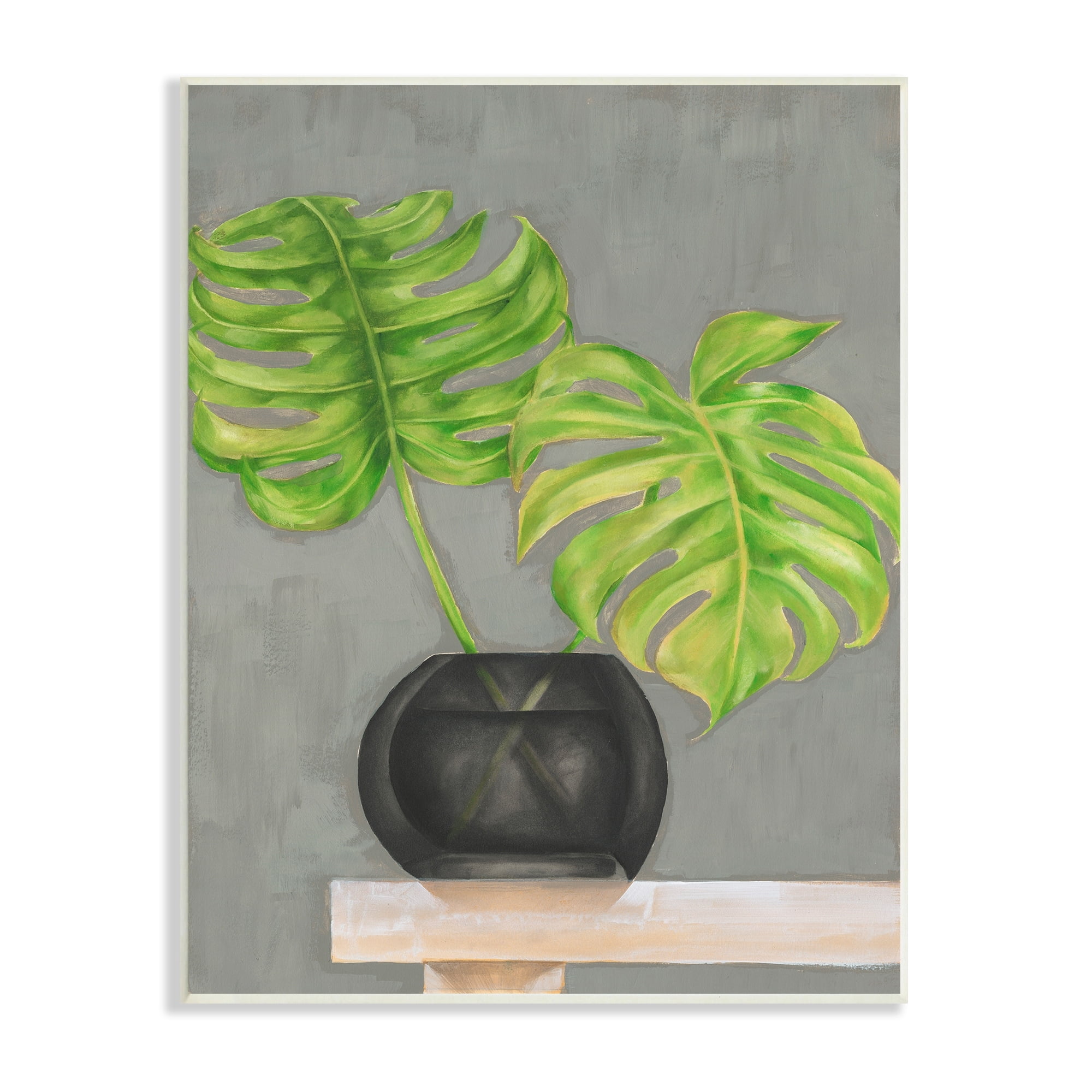 Green Monstera Palm Pair Indoor Tabletop Still Life 13 in x 19 in Framed Painting Art Print, by Stupell Home Décor