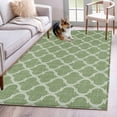 thumbnail image 1 of Green Moroccan 3'x5' Washable Rug, Morocco Boho Ethnic Abstract Geometric Non-Slip Area Rugs for Entryway Kitchen Classroom, StainResistant Dorm Throw Carpet, Low Pile Soft Indoor Floor Mat, 1 of 9
