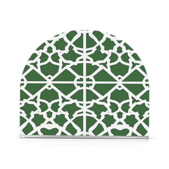 Green Moroccan Stripe Thick U Shape Acrylic Napkin Holder Non Slip Space Saving for Kitchen