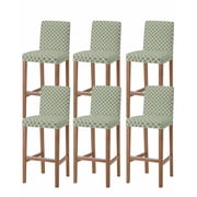 Green Morocco Bar Stool Covers Set of 6, Boho Farmhouse Abstract Geometric Simple Stretch Washable Bar Chair Covers with Backs, Removable Pub Counter Height Chair Cover for Kitchen Dining Room Cafe