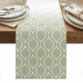 thumbnail image 1 of Green Morocco Table Runner - 48 Inch Long, Kitchen Dining Table Runner Dresser Scarves, Abstract Geometric Modern Plaid Farmhouse Decor for Coffee Tables Wedding Party Banquet, 1 of 8