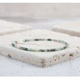 thumbnail image 1 of Green Moss Agate 2mm Tube Shape Smooth Cut Beads 7 inch Adjustable Silver Plated Clasp Bracelet for men, women, unisex. Link Chain Stacking Bracelet.|LINK_03520, 1 of 4