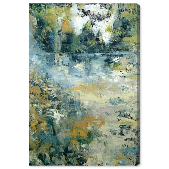 Green Moss Monet Garden Green Abstract Canvas Wall Art by Art Remedy, Gallery Wrapped, 10"x15"