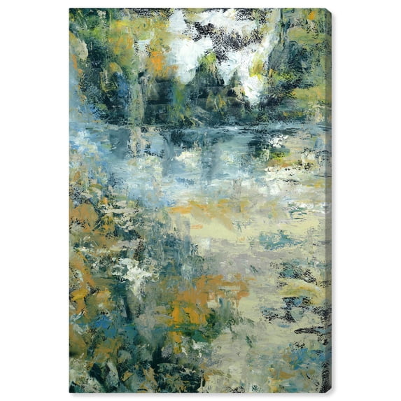 Green Moss Monet Garden Green Abstract Canvas Wall Art by Art Remedy, Gallery Wrapped, 24"x36"