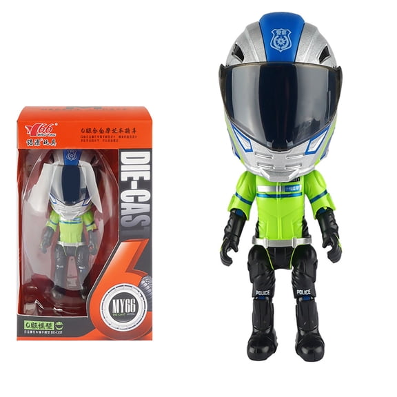 Green Motorcycle Die Figure Q Version Removable Helmet Racing Driver Action Figurine Mini Motorbike Racer Doll Desk Decor Collectible