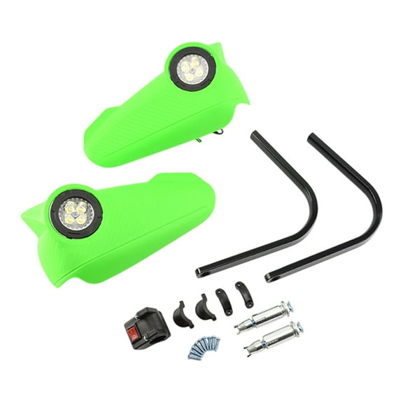 Green Motorcycle Handguard With Led Light For Fall Protection And Windbreak