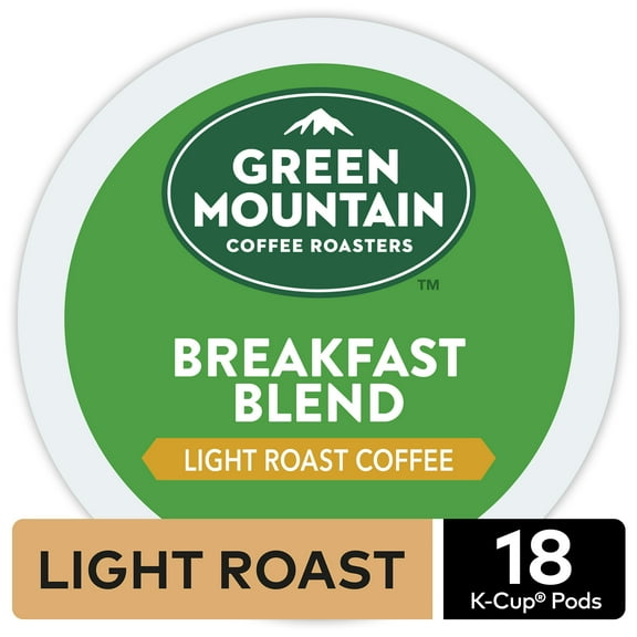 Green Mountain Coffee Breakfast Blend, Keurig K-Cup Pods, Light Roast, 18 Count