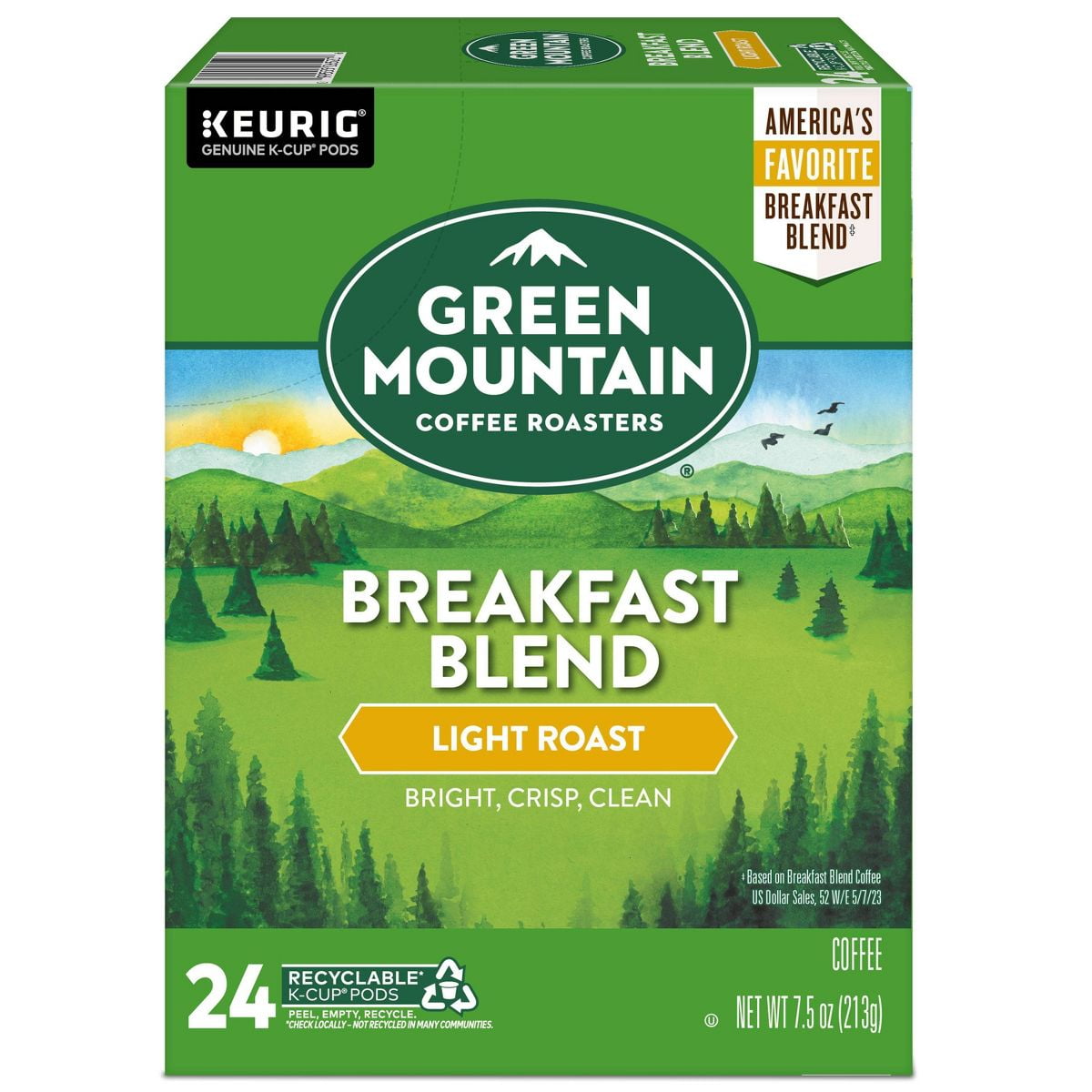 Green Mountain Coffee Breakfast Blend Keurig K-Cup Coffee Pods - Light Roast - 24ct - Pack of 2