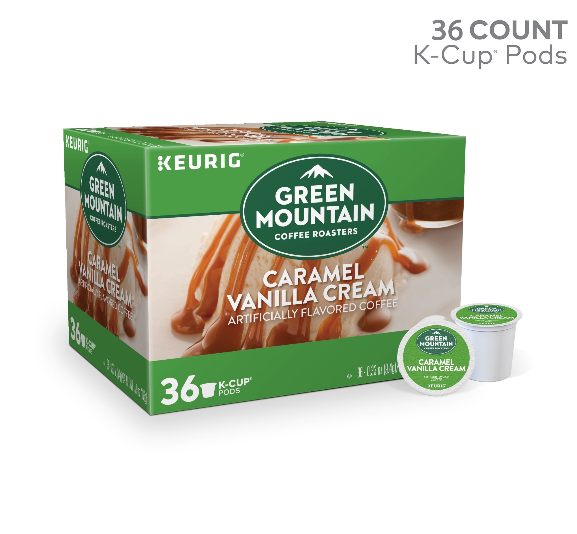 Green Mountain Coffee Caramel Vanilla Cream Keurig SingleServe KCup pods, Light Roast Coffee