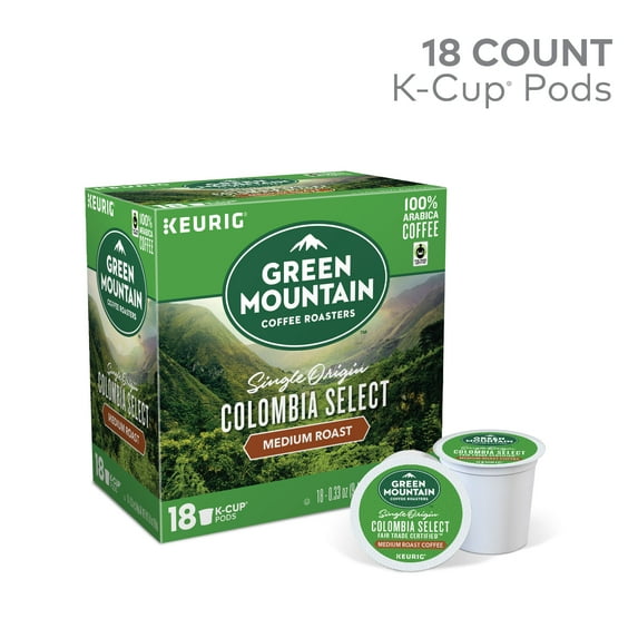 Green Mountain Coffee Colombian Fair Trade Select, Keurig K-Cup Pods, Medium Roast, 18 Count