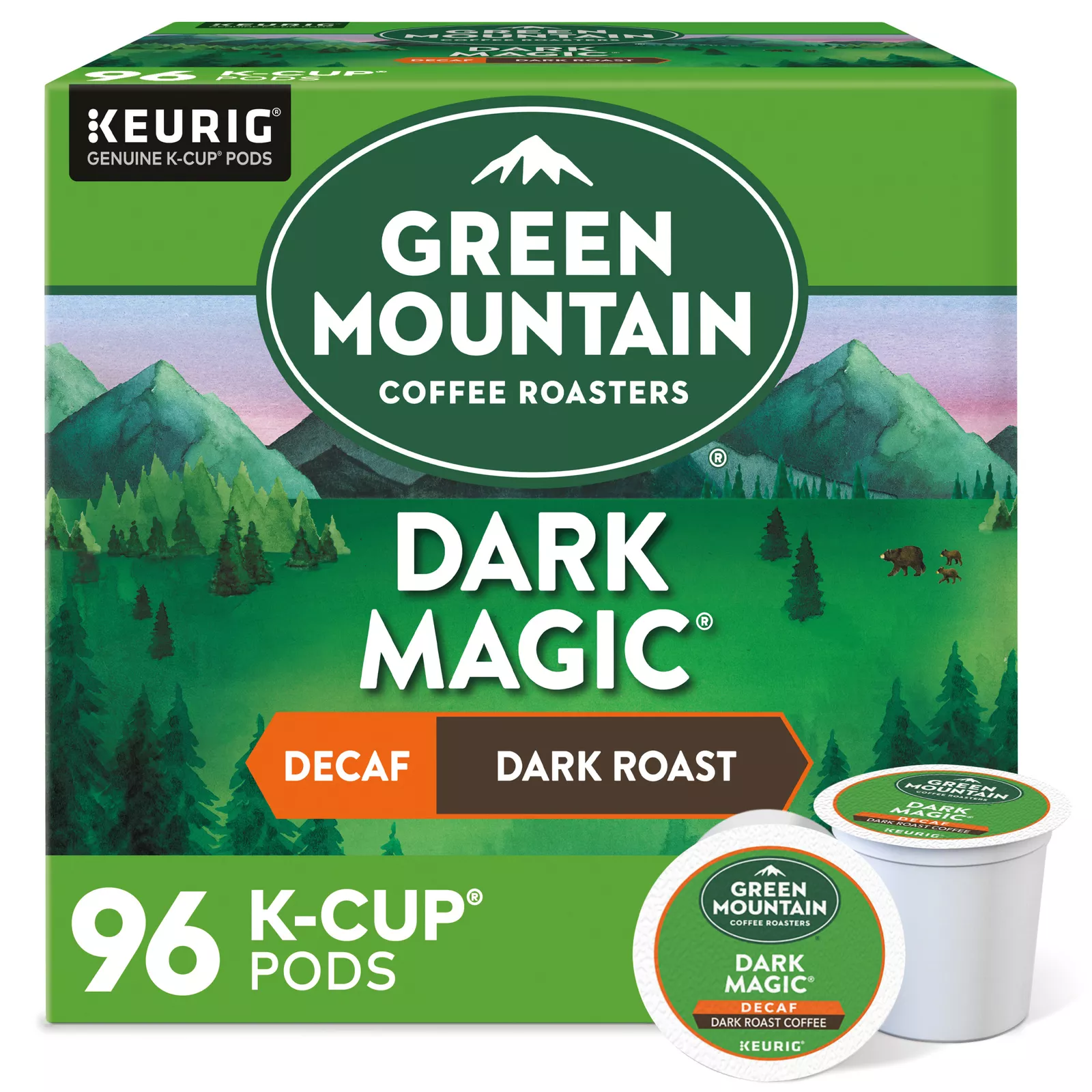 Green Mountain Coffee Dark Magic Decaf, 96 K-Cup Pod, Dark Roast