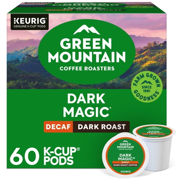 Green Mountain Coffee Dark Magic Decaf, Keurig Single Serve K-Cup Pods, Dark Roast Coffee, 60 Count, (6 Packs of 10)