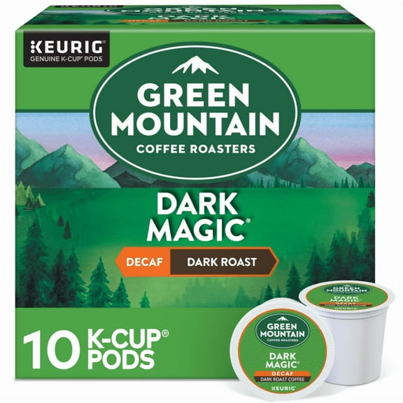 Green Mountain Coffee Dark Magic Decaf Keurig Single-Serve K-Cup pods, Dark Roast Coffee, 10 Count