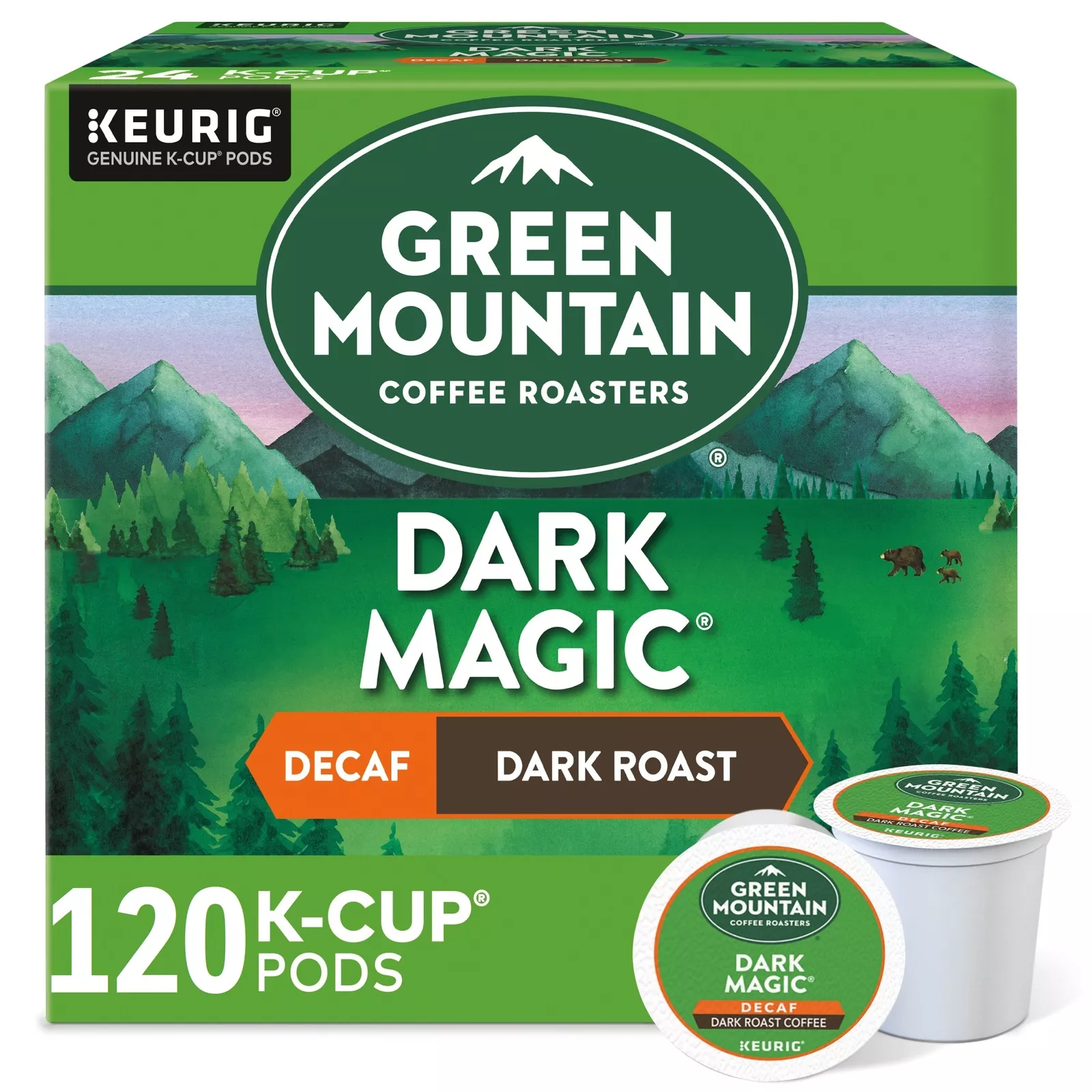 Green Mountain Coffee, Dark Magic Decaf, Single-Serve 120 K-Cup Pods, Dark