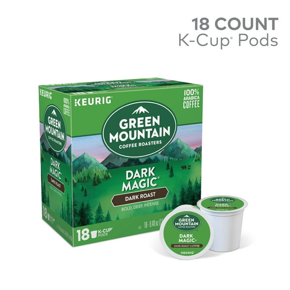 Green Mountain Coffee Dark Magic, Keurig K-Cup Pods, Dark Roast, 18 Count