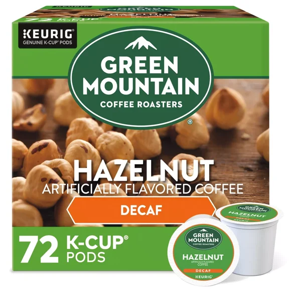 Green Mountain Coffee Hazelnut Decaf, Light Roast, 72 K-Cup Pods