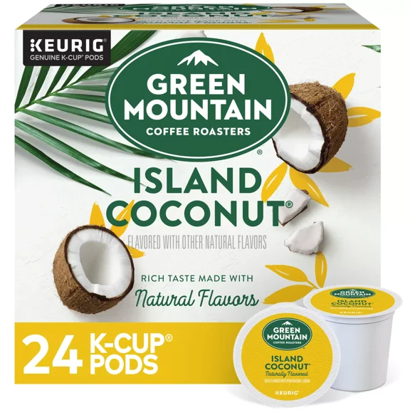 Green Mountain Coffee Island Coconut 24 K-Cups, Light Roast Coffee