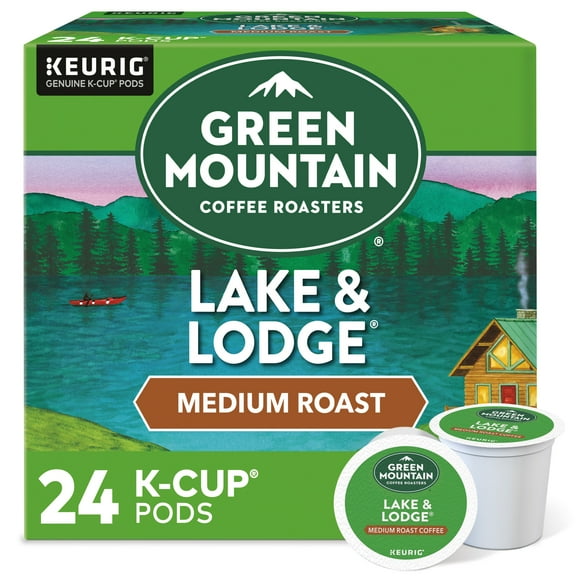 Green Mountain Coffee Lake & Lodge K-Cup Pods, Medium Roast, 24 Count for Keurig Brewers