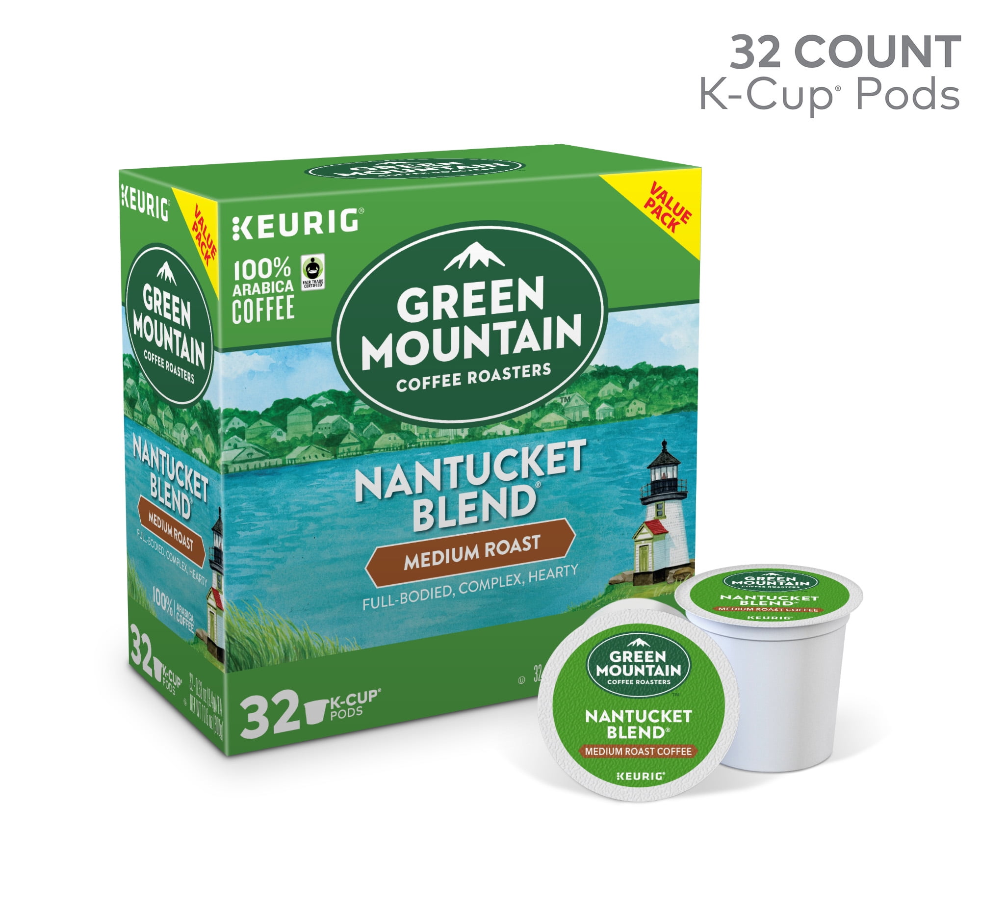 Green Mountain Coffee Nantucket Blend K-Cup Pods, Medium Roast, 32 Count  for Keurig Brewers