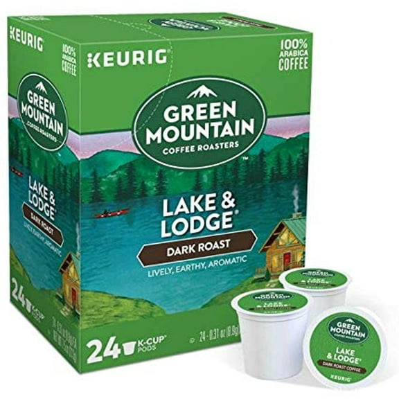 Green Mountain Coffee Pods K-Cups For Keurig Machines Flavored K Cup (All Count Fresh Capsules) Light / Medium / Dark Roast Long Expiry All Flavors (24 K-Cups Lake & Lodge Coffee)