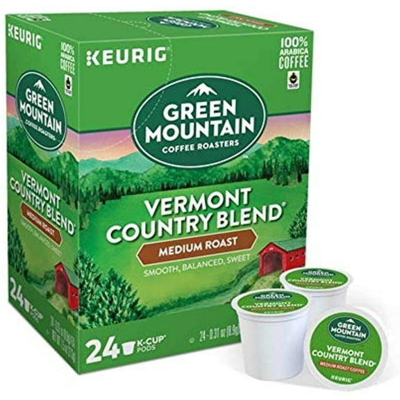 Green Mountain Coffee Pods K-Cups For Keurig Machines Flavored K Cup (All Count Fresh Capsules) Light / Medium / Dark Roast Long Expiry All Flavors (24 K-Cups Vermont Country Blend Coffee)