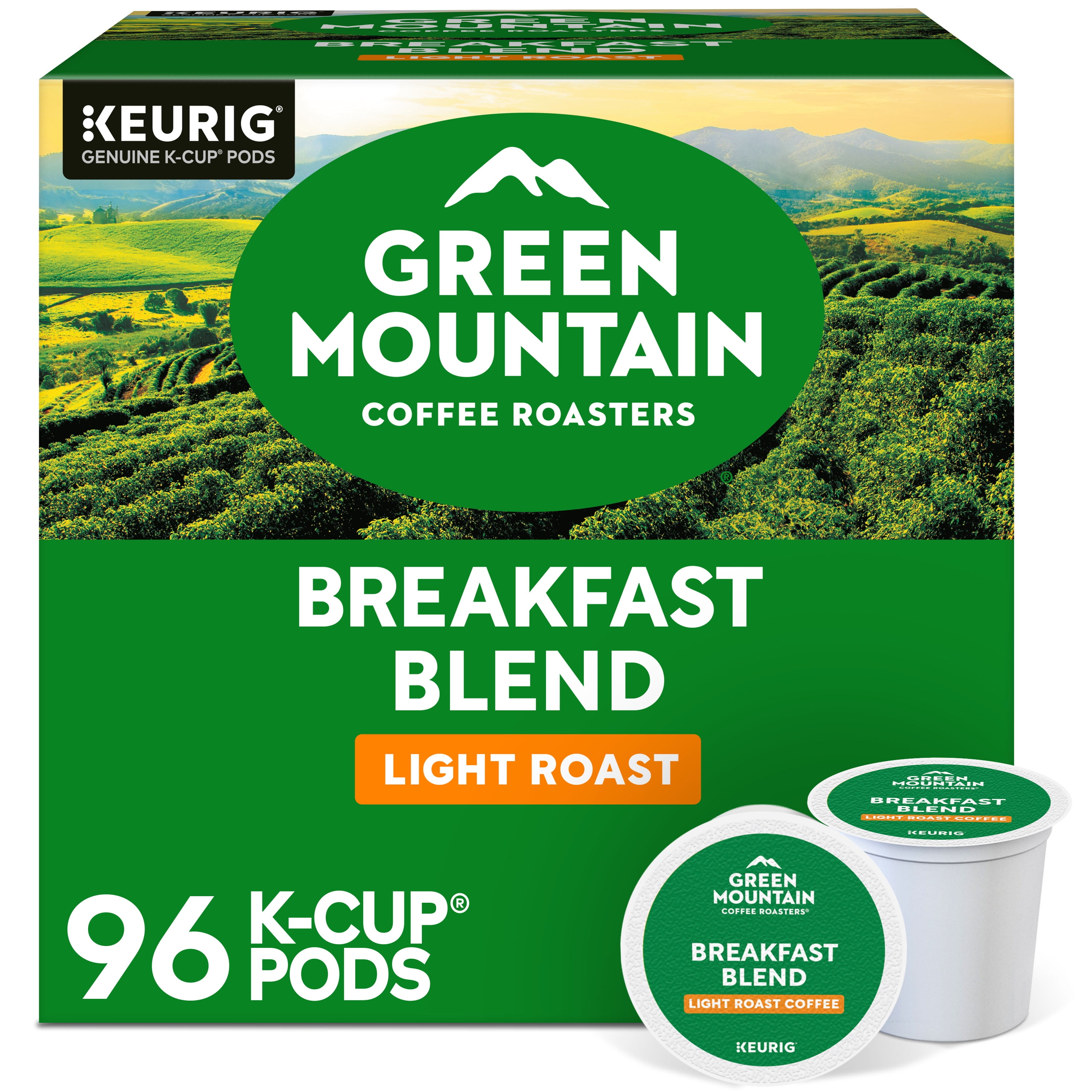 (4 pack) Green Mountain Coffee Roasters, Breakfast Blend Light Roast K-Cup Coffee Pods, 24 Count