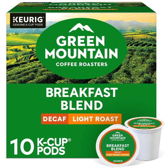 Green Mountain Coffee Roasters, Breakfast Blend Decaf Light Roast K-Cup Coffee Pods, 10 Count