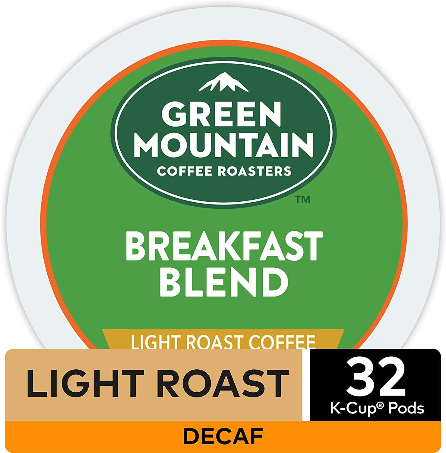 Green Mountain Coffee Roasters, Breakfast Blend Decaf Coffee, Keurig Single-Serve K-Cup Pods, Light Roast, 32 Count