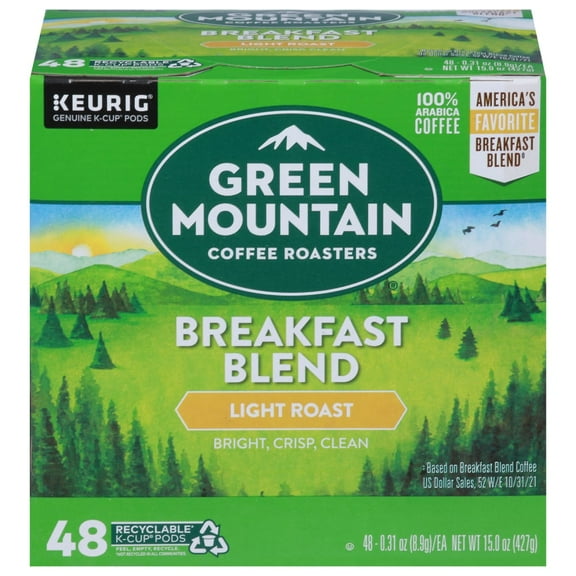 Green Mountain Coffee Roasters Breakfast Blend Light Roast K-Cup Coffee Pods