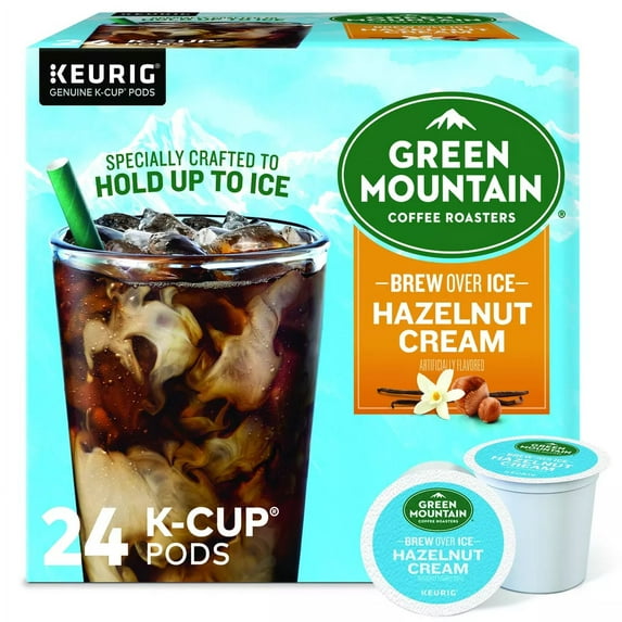 Green Mountain Coffee Roasters Brew Over Ice Hazelnut Cream, K-Cups, 24 Count