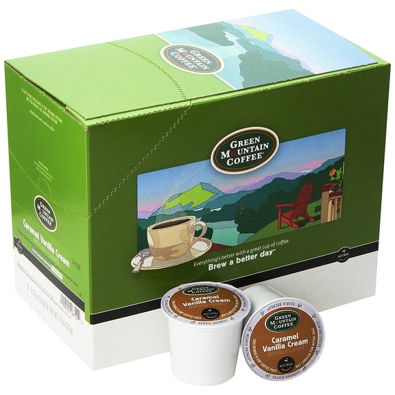 (4 pack) Green Mountain Coffee Roasters, Caramel Vanilla Cream Light Roast K-Cup Coffee Pods, 24 Count